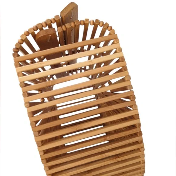 Cult Gaia Gaias Bamboo Ark Small Top Handle Circle Half Moon Rattan Wicker Bag - Picture 6 of 11